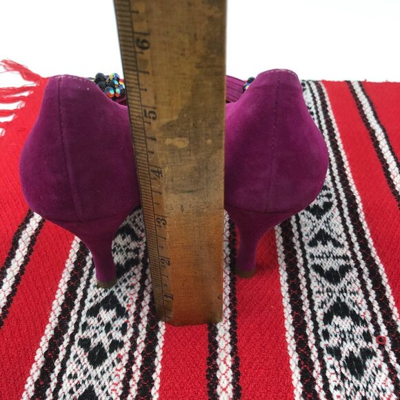 Eugenia Kim Pink Suede Round Toe Beaded Heels 37 - Picture 11 of 11